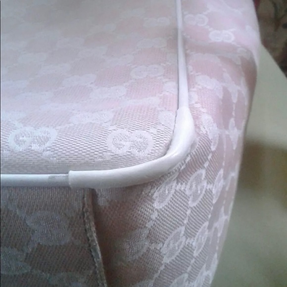 👜 GUCCI Large Monogram Pink Tote Logo Authentic - Picture 12 of 13